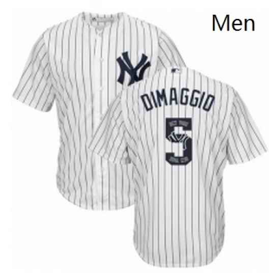 Mens Majestic New York Yankees 5 Joe DiMaggio Authentic White Team Logo Fashion MLB Jersey
